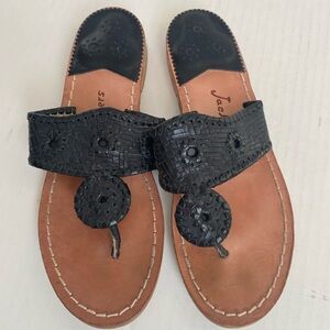 Jack Rogers Black Woven Leather Sandals – Size 8M